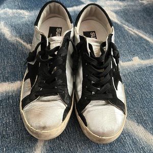 Golden goose silver and black sneakers